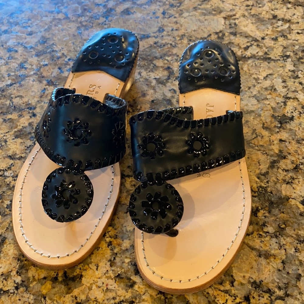 Jack Rogers Black with 1 1/2” heel